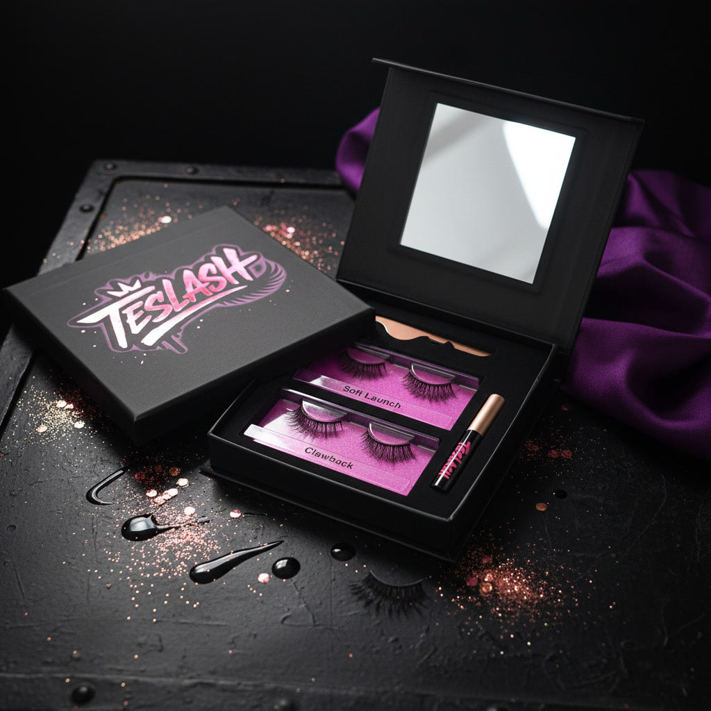 Teslash Baddie Kit – 2 Magnetic Lash Styles + Magnetic Eyeliner + Applicator Tool