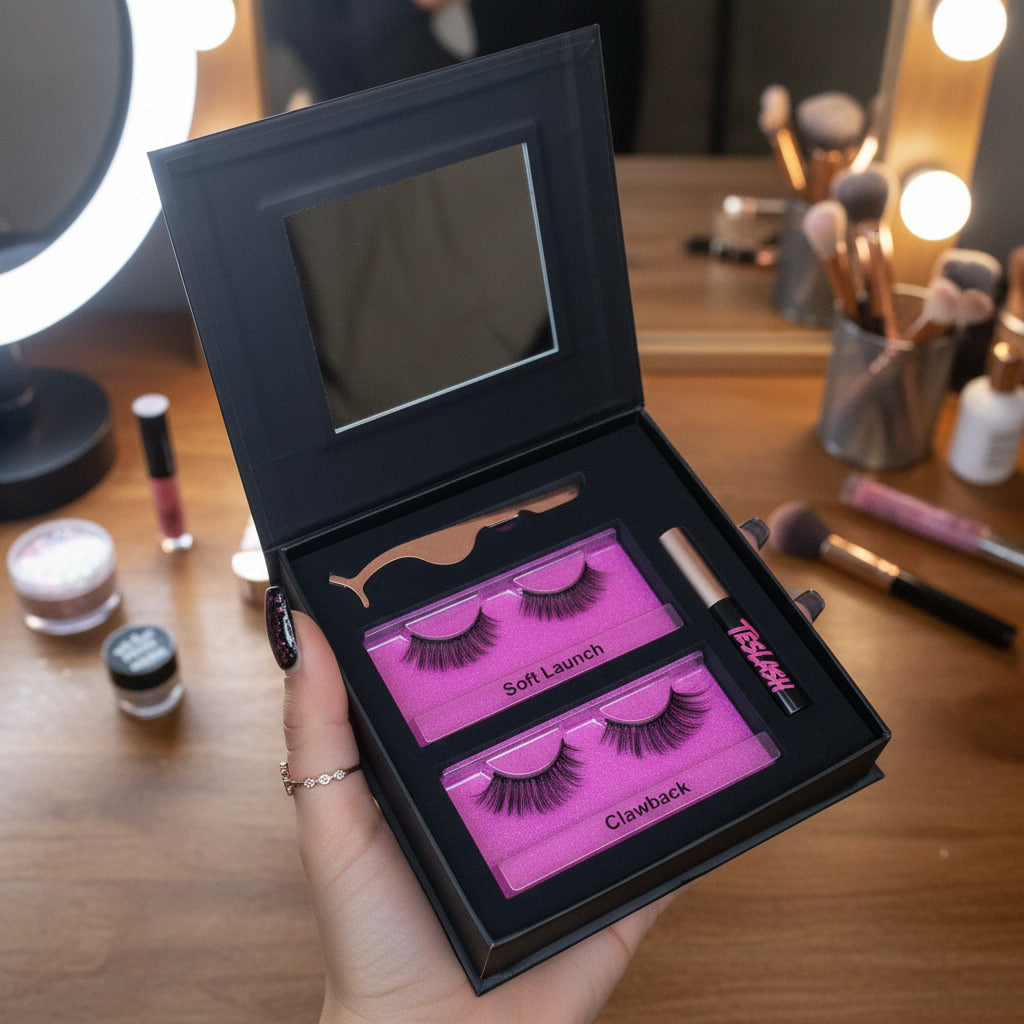 Teslash Baddie Kit – 2 Magnetic Lash Styles + Magnetic Eyeliner + Applicator Tool